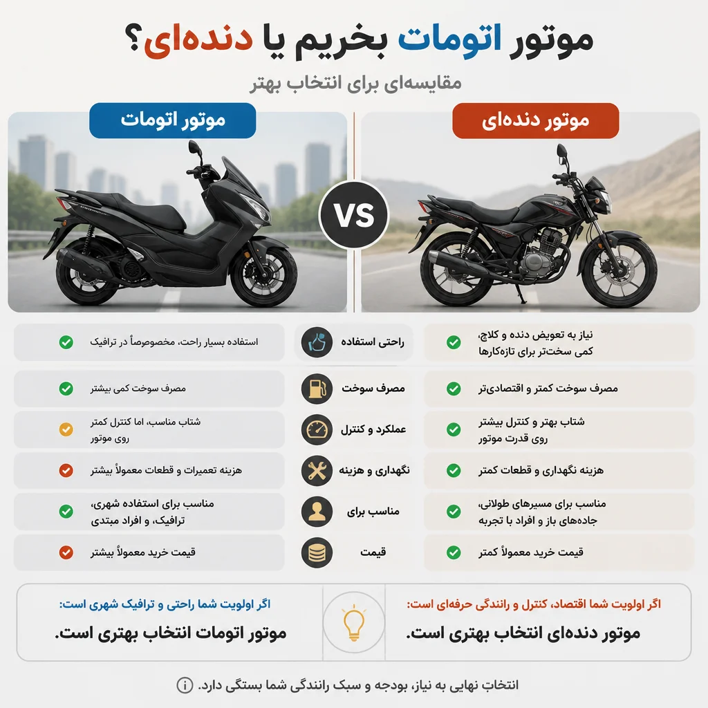 تصویر مفهومی مرتبط با موتور اتومات بخریم یا دندهای؟
